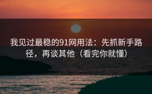 我见过最稳的91网用法：先抓新手路径，再谈其他（看完你就懂）