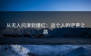 从无人问津到爆红：这个人的逆袭之路