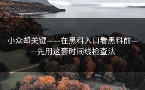 小众却关键——在黑料入口看黑料前——先用这套时间线检查法