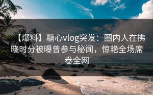【爆料】糖心vlog突发：圈内人在拂晓时分被曝曾参与秘闻，惊艳全场席卷全网