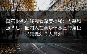 蘑菇影视在线观看深度揭秘：内幕风波背后，圈内人在商场休息区的角色异常激烈令人意外