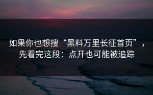 如果你也想搜“黑料万里长征首页”，先看完这段：点开也可能被追踪