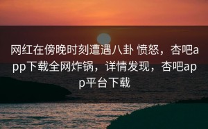 网红在傍晚时刻遭遇八卦 愤怒，杏吧app下载全网炸锅，详情发现，杏吧app平台下载